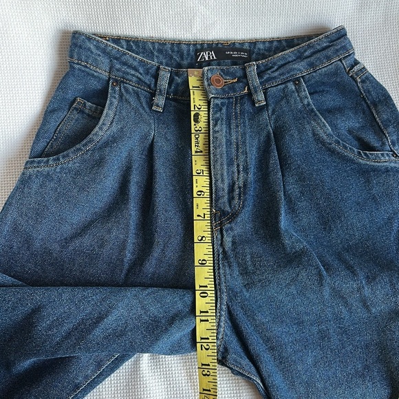 Zara Jeans 2 Blue Relaxed Fit Tapered Leg Slouchy Boho Bloggers Fave High-Rise - Picture 9 of 12